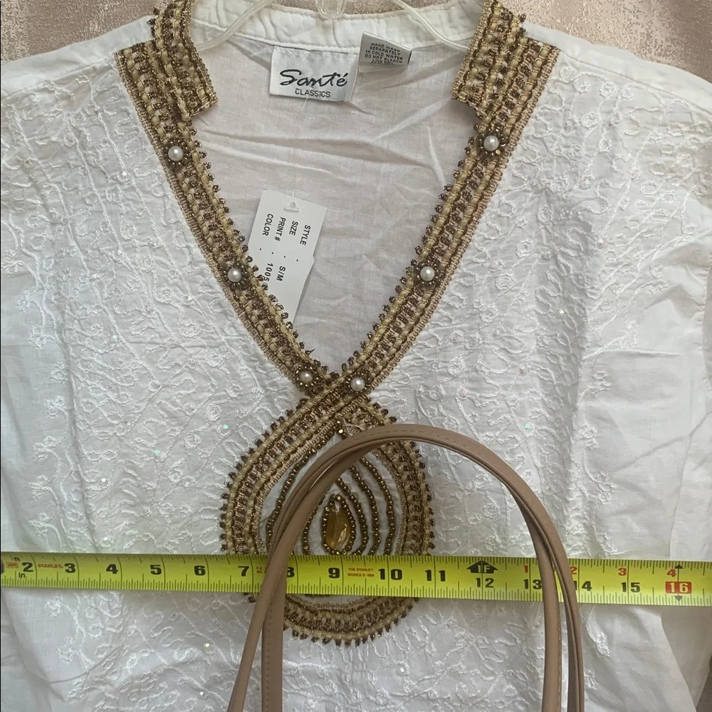 Tan Monogram-Pattern Tote Bag with Double Straps